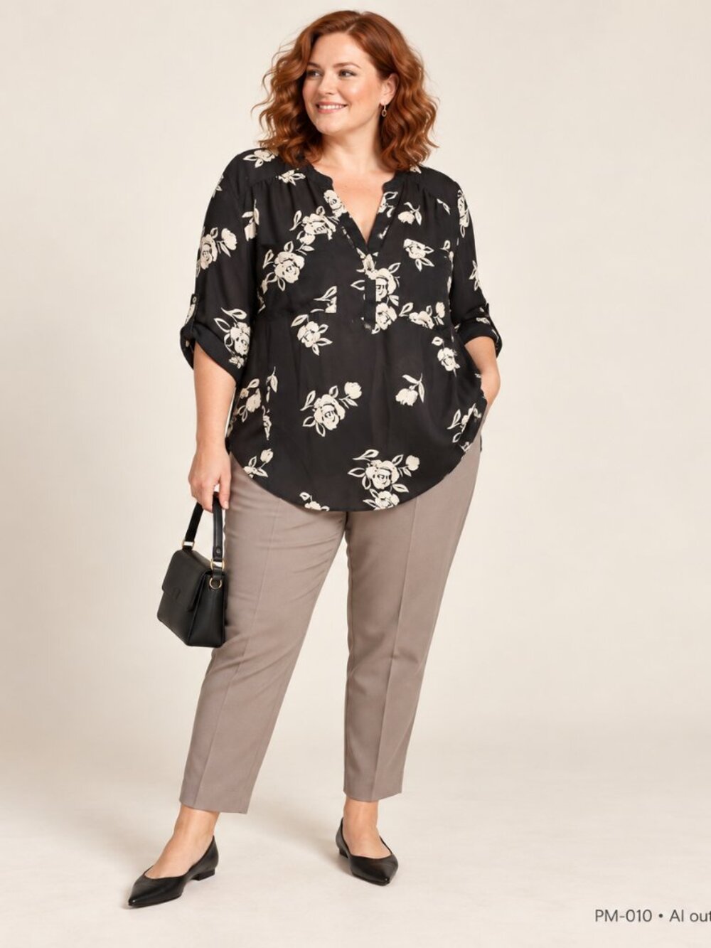 Torrid Harper 0 Black White Floral Roll-Tab Blouse